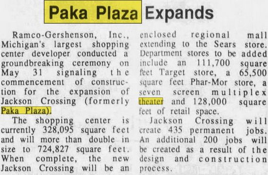 Jackson Crossing (Paka Plaza) - June 13 1990 Article